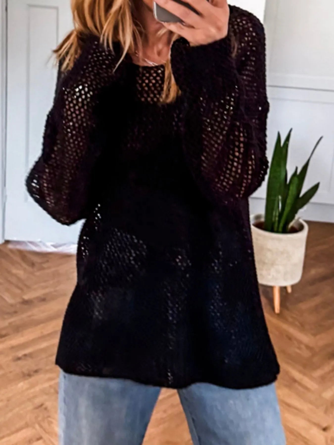 Lightweight Openwork Knit Cover Up - Velora Luxury Fashion