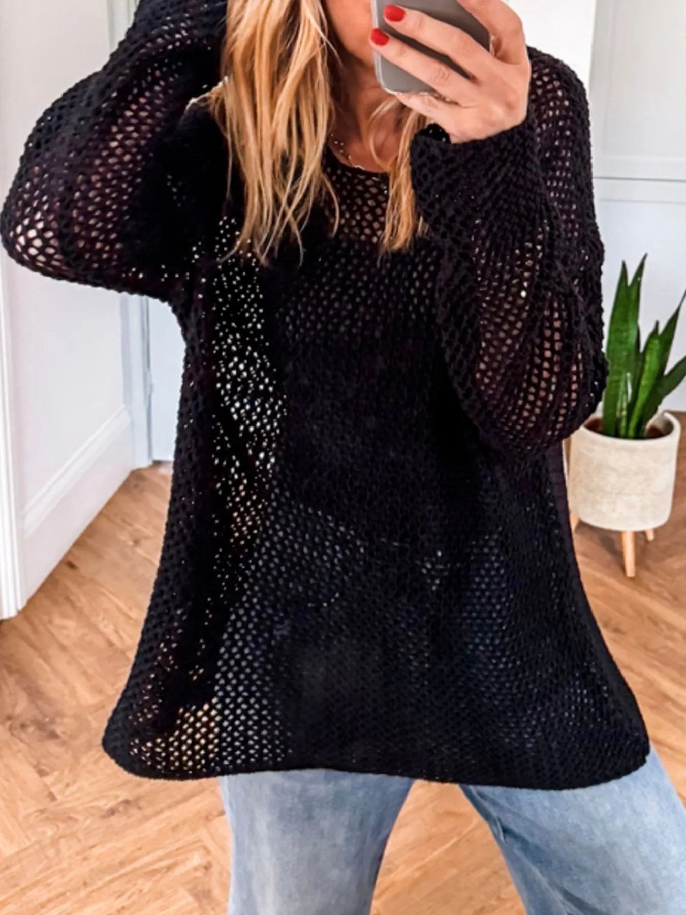 Lightweight Openwork Knit Cover Up - Velora Luxury Fashion