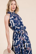 Lime 'N' Chili Abstract Halter Neck Tie-Waist Tiered Maxi Dress - Velora Luxury Fashion