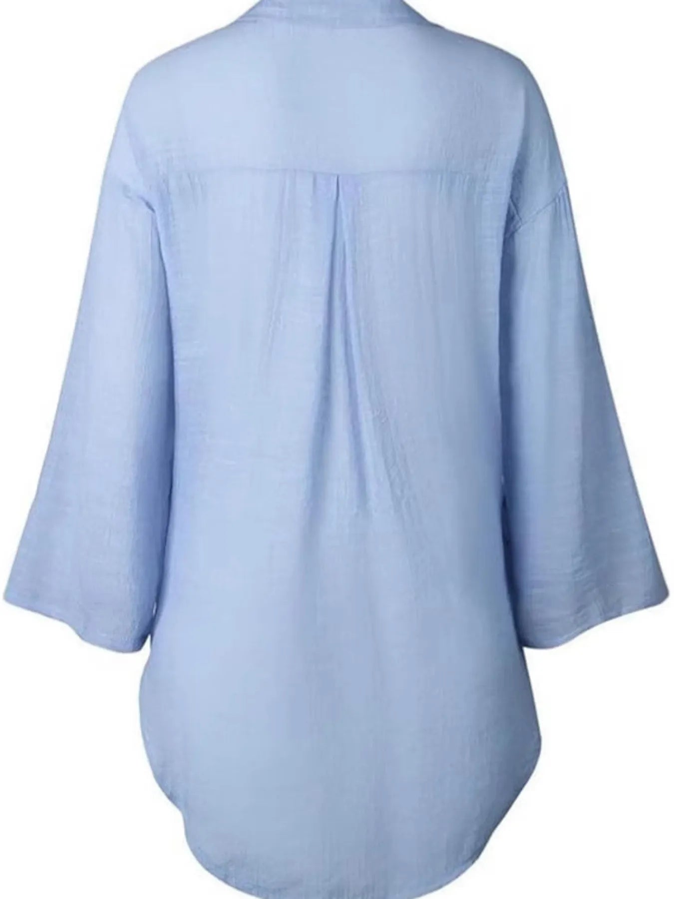 Linen Blend Button-Down Tunic Shirt - Velora Luxury Fashion