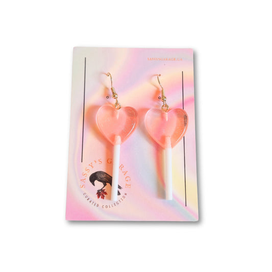 Lollipop Earrings (Peach Hearts) - Velora