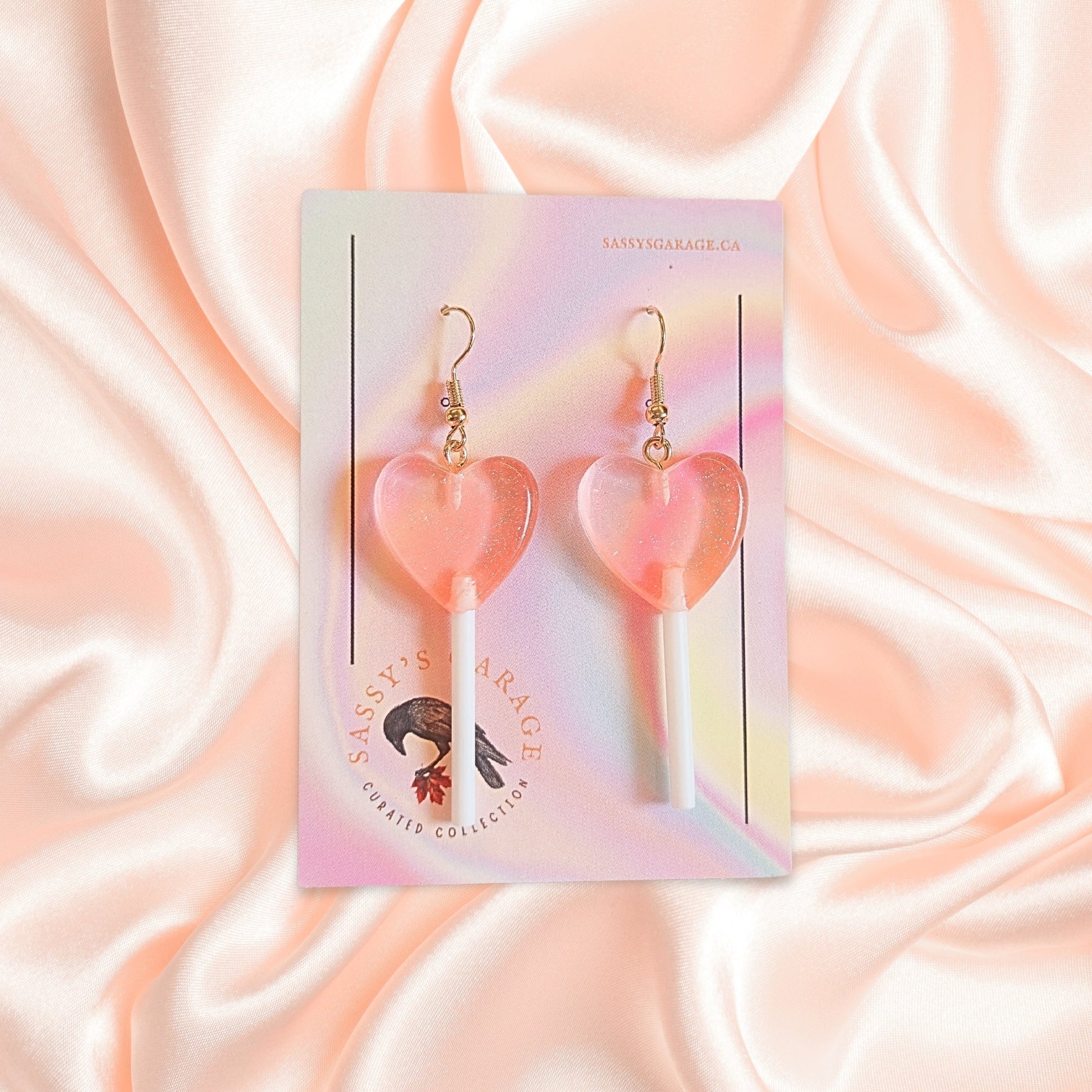 Lollipop Earrings (Peach Hearts) - Velora