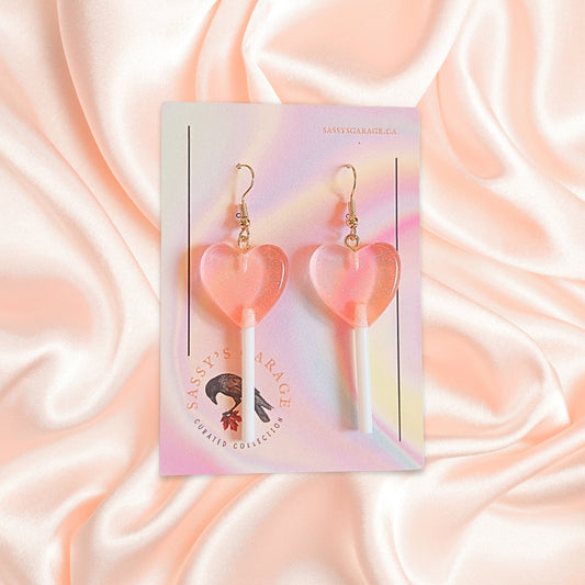 Lollipop Earrings (Peach Hearts) - Velora