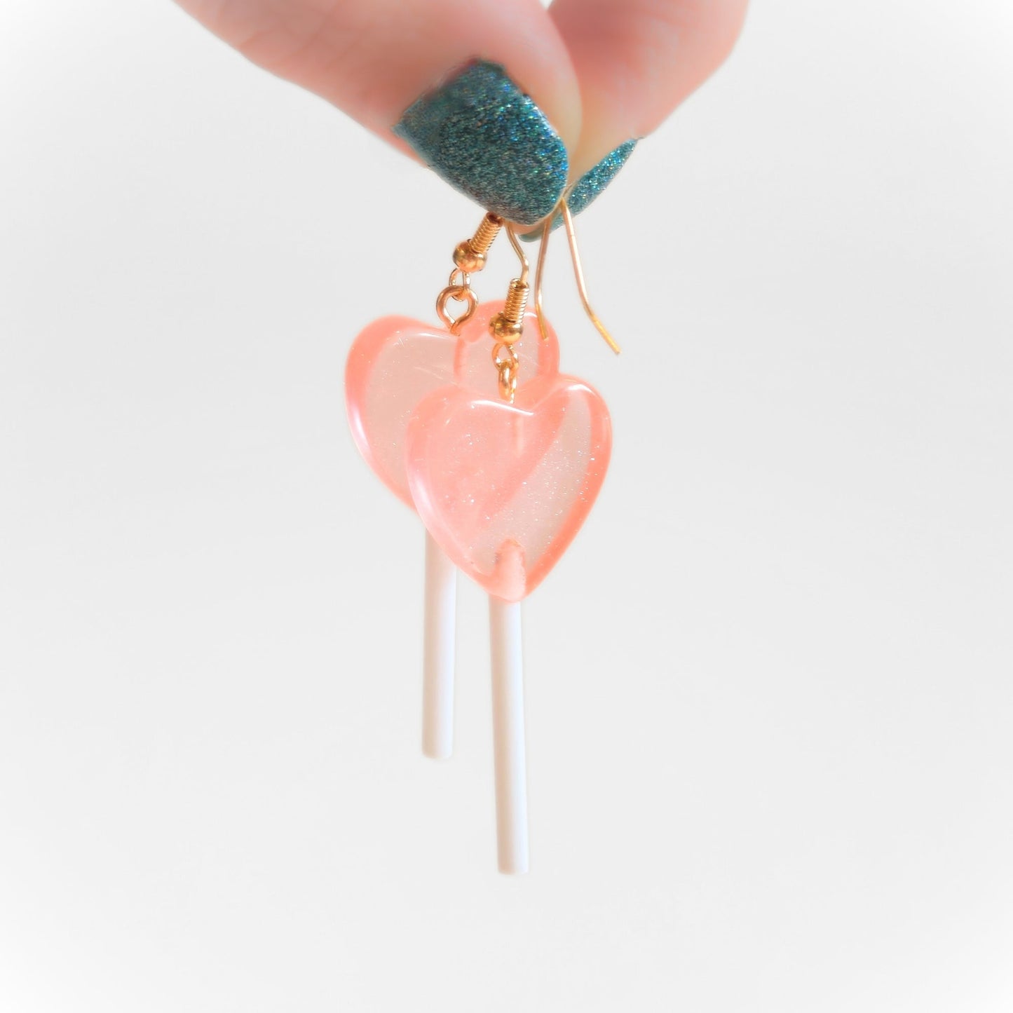 Lollipop Earrings (Peach Hearts) - Velora
