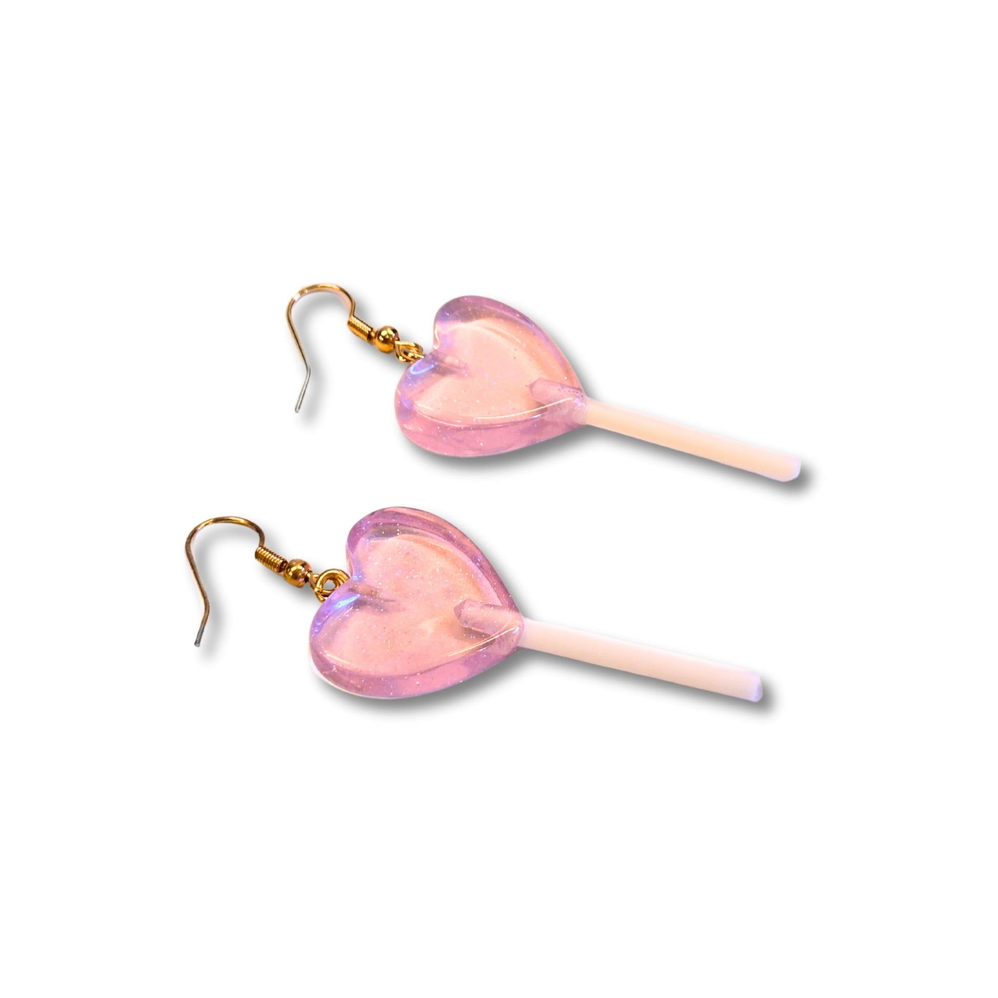Lollipop Earrings (Pink Hearts) - Velora