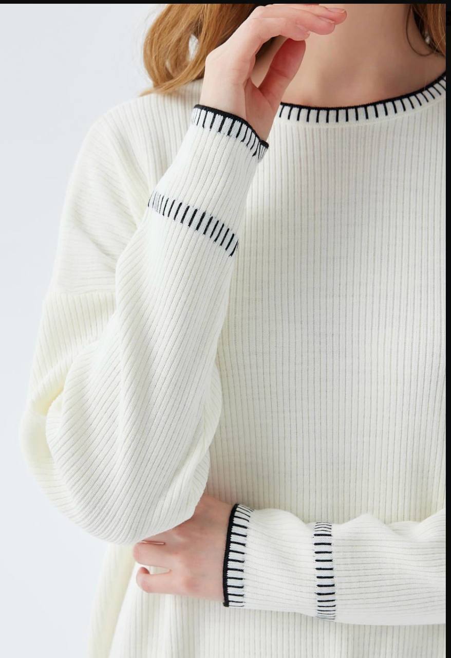 Long Dress Ribbed Neck Line - Velora Luxury Fashion
