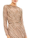 Long Sleeve Beaded Column Gown - Velora Luxury Fashion