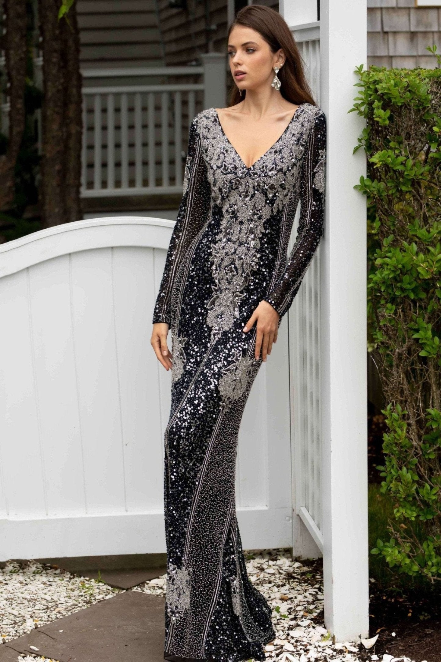 Long Sleeve beaded allover - Velora Luxury Fashion