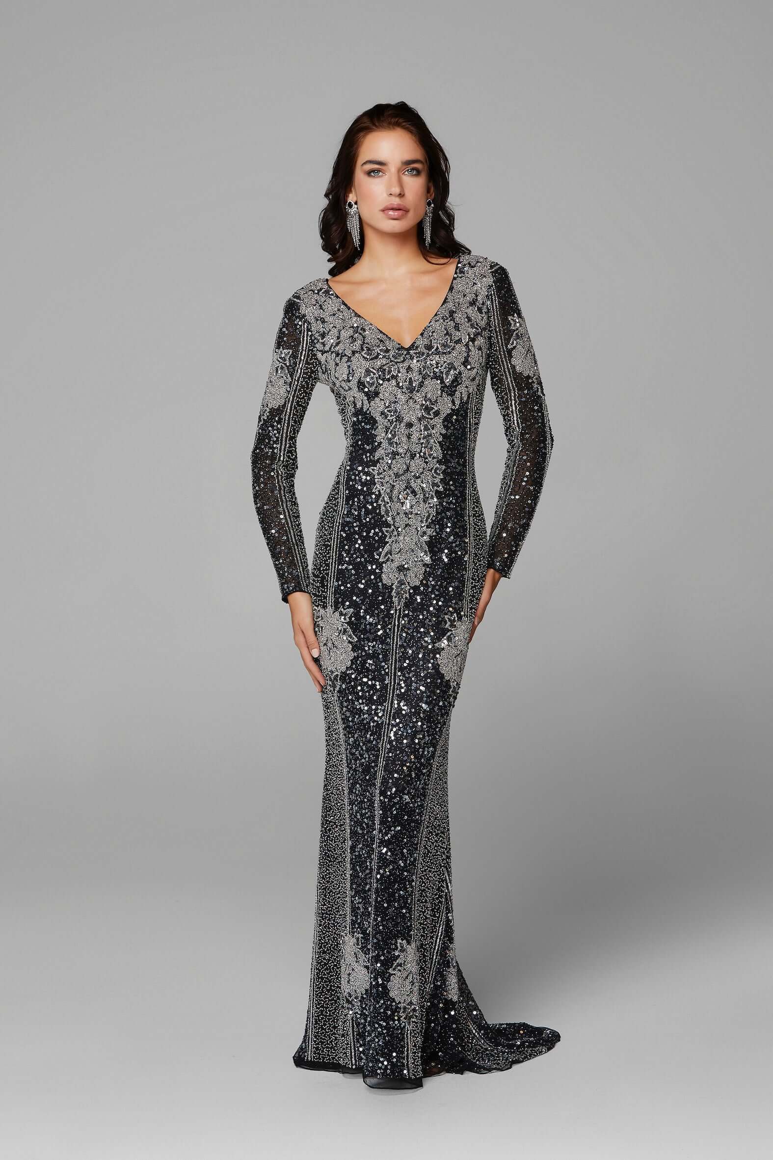 Long Sleeve beaded allover - Velora Luxury Fashion