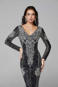 Long Sleeve beaded allover - Velora Luxury Fashion