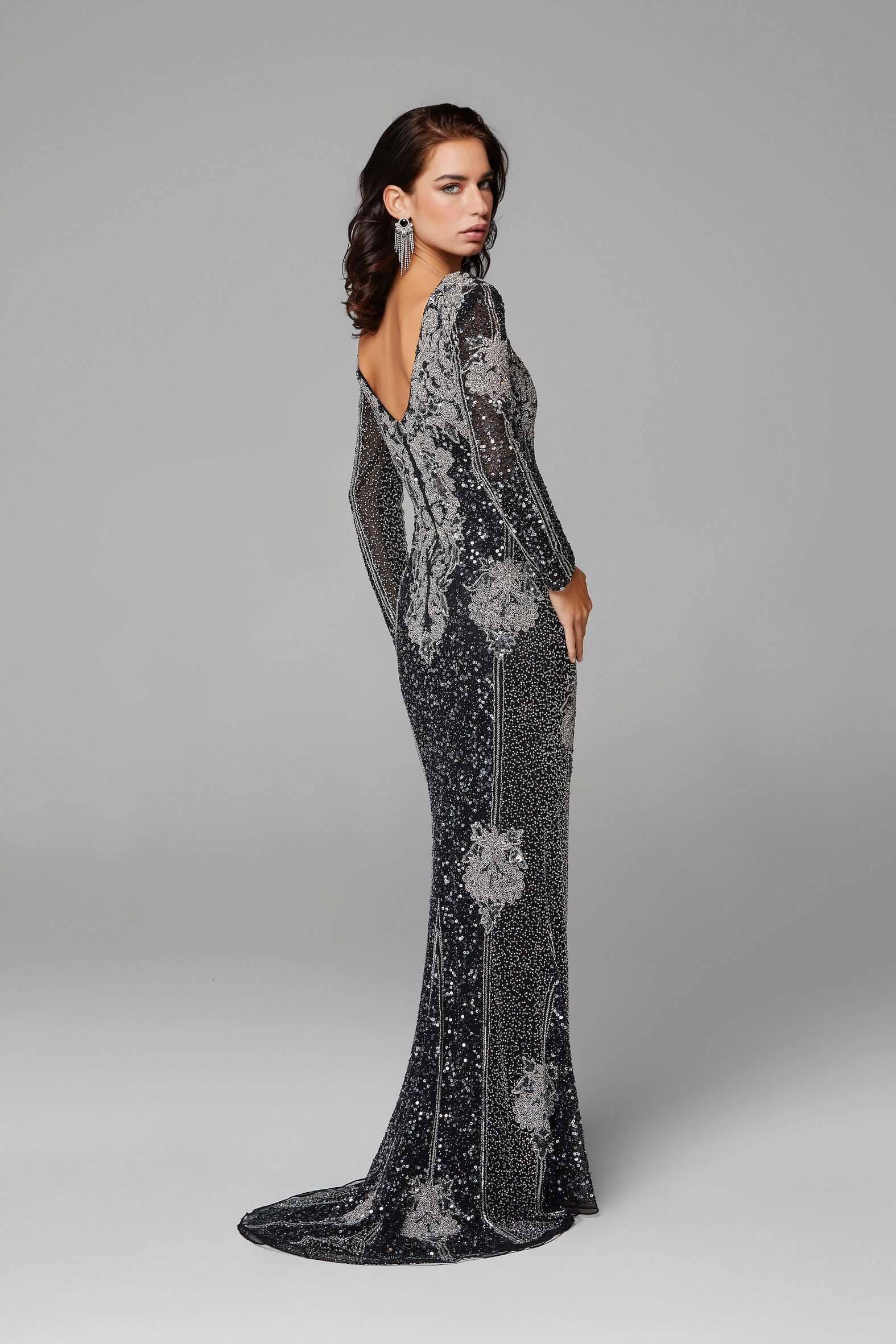 Long Sleeve beaded allover - Velora Luxury Fashion