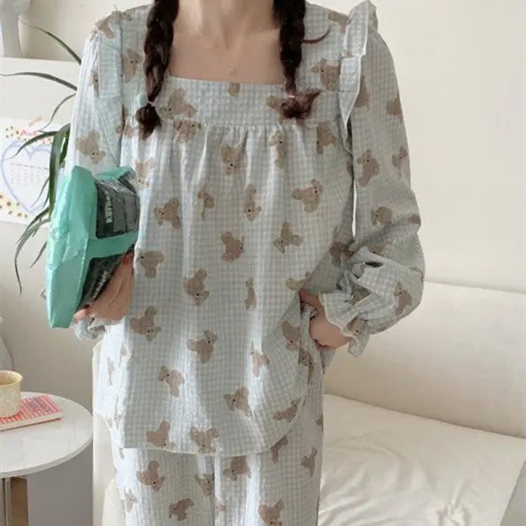 Long Sleeved Pullover Plaid Pajamas For Women EX-STOCK Canada
