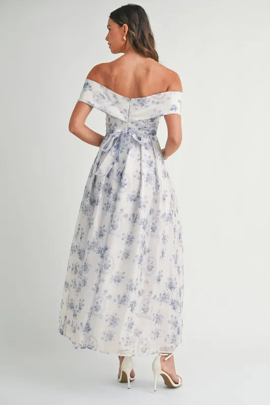 MABLE Floral Printed Off Shoulder Maxi Dress - Velora Luxury Fashion