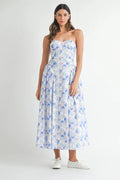 MABLE Sweetheart Neckline Floral Printed Midi Dress - Velora Luxury Fashion