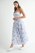 MABLE Sweetheart Neckline Floral Printed Midi Dress - Velora Luxury Fashion