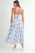 MABLE Sweetheart Neckline Floral Printed Midi Dress - Velora Luxury Fashion