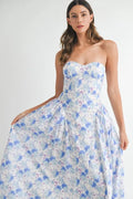 MABLE Sweetheart Neckline Floral Printed Midi Dress - Velora Luxury Fashion