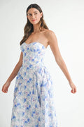 MABLE Sweetheart Neckline Floral Printed Midi Dress - Velora Luxury Fashion