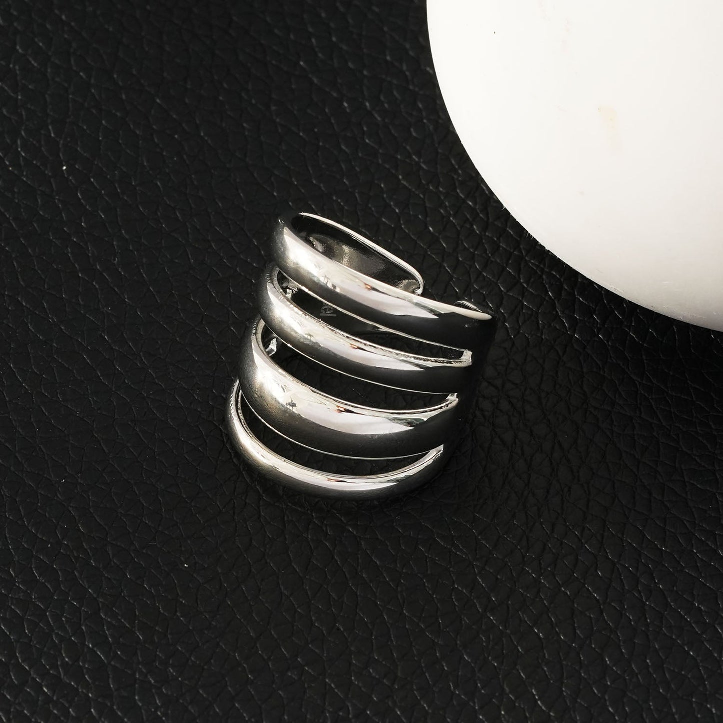 MAKET Silver Toned White Gold:  Multi Stacked Four Rings in One - Velora Luxury Fashion