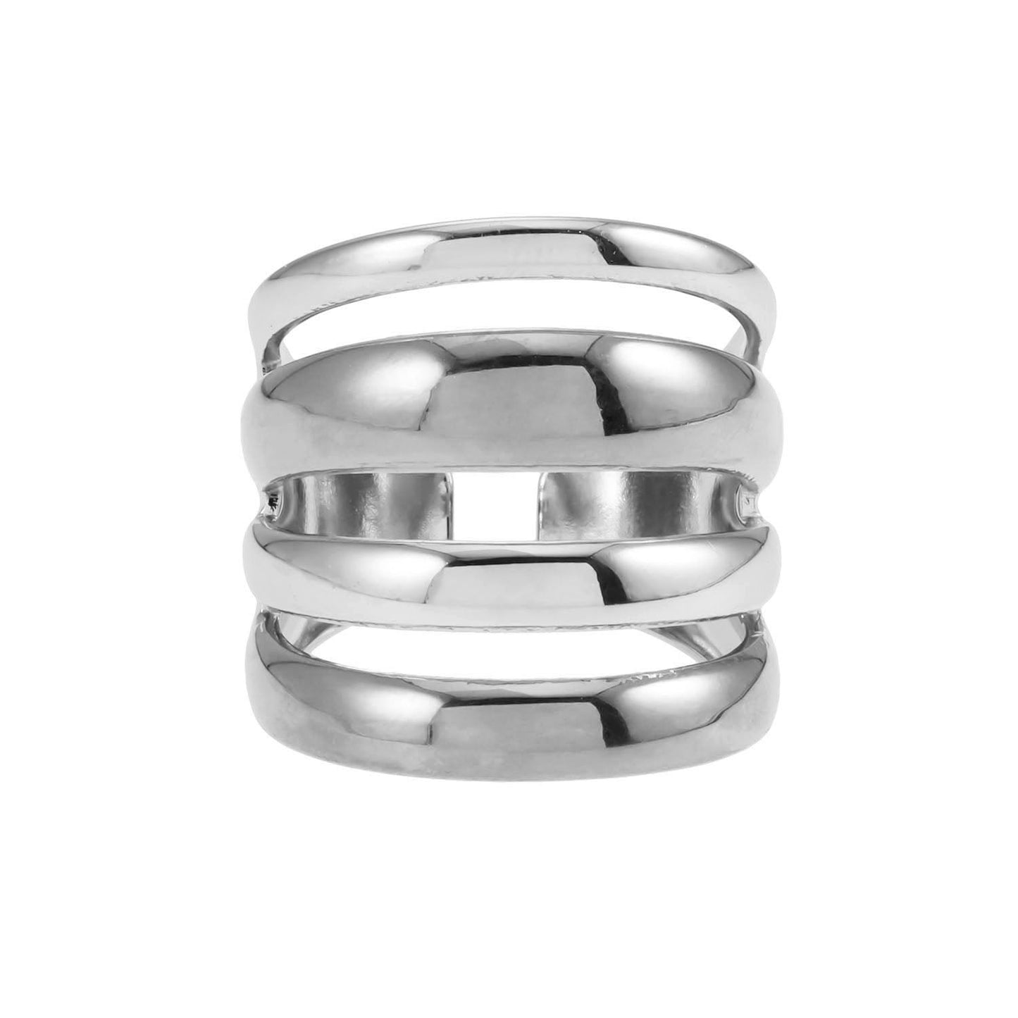 MAKET Silver Toned White Gold:  Multi Stacked Four Rings in One - Velora Luxury Fashion