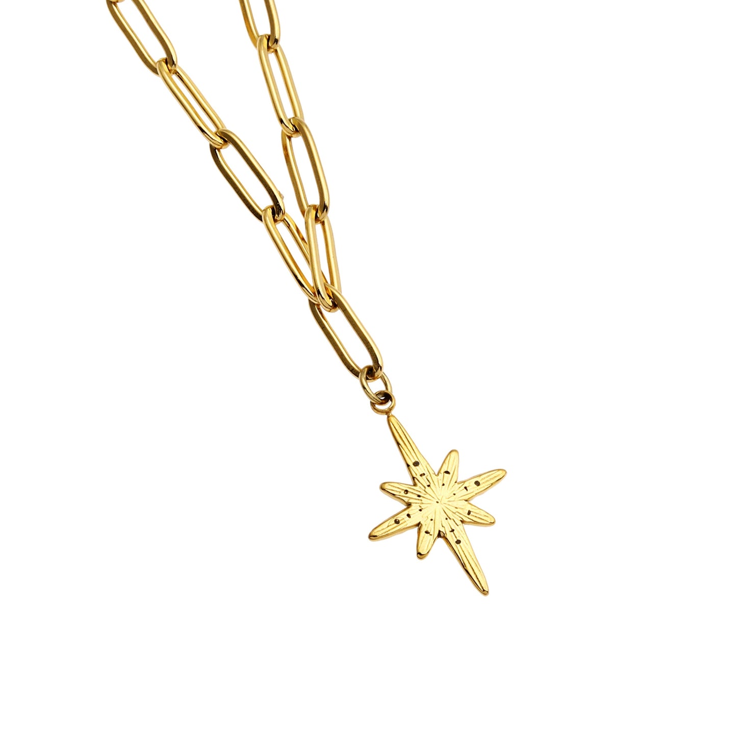 MALVINA Mix Gold Chain with Zirconia Studded Star Pendant - Velora Luxury Fashion