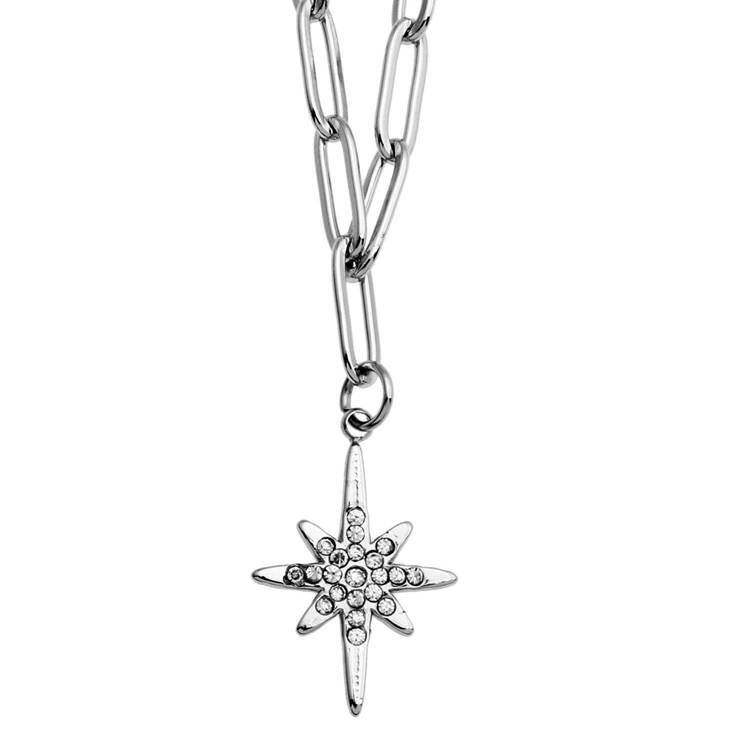 MALVINA Mix Silver Chain with Zirconia Studded Star Pendant - Velora Luxury Fashion