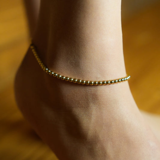 MANAMI LG: Ball-Beads Contemporary Chain Gold Anklet - Velora Luxury Fashion