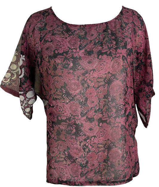 PRG6319 Sheer Avatar Pure Silk Side Slit Top - Velora