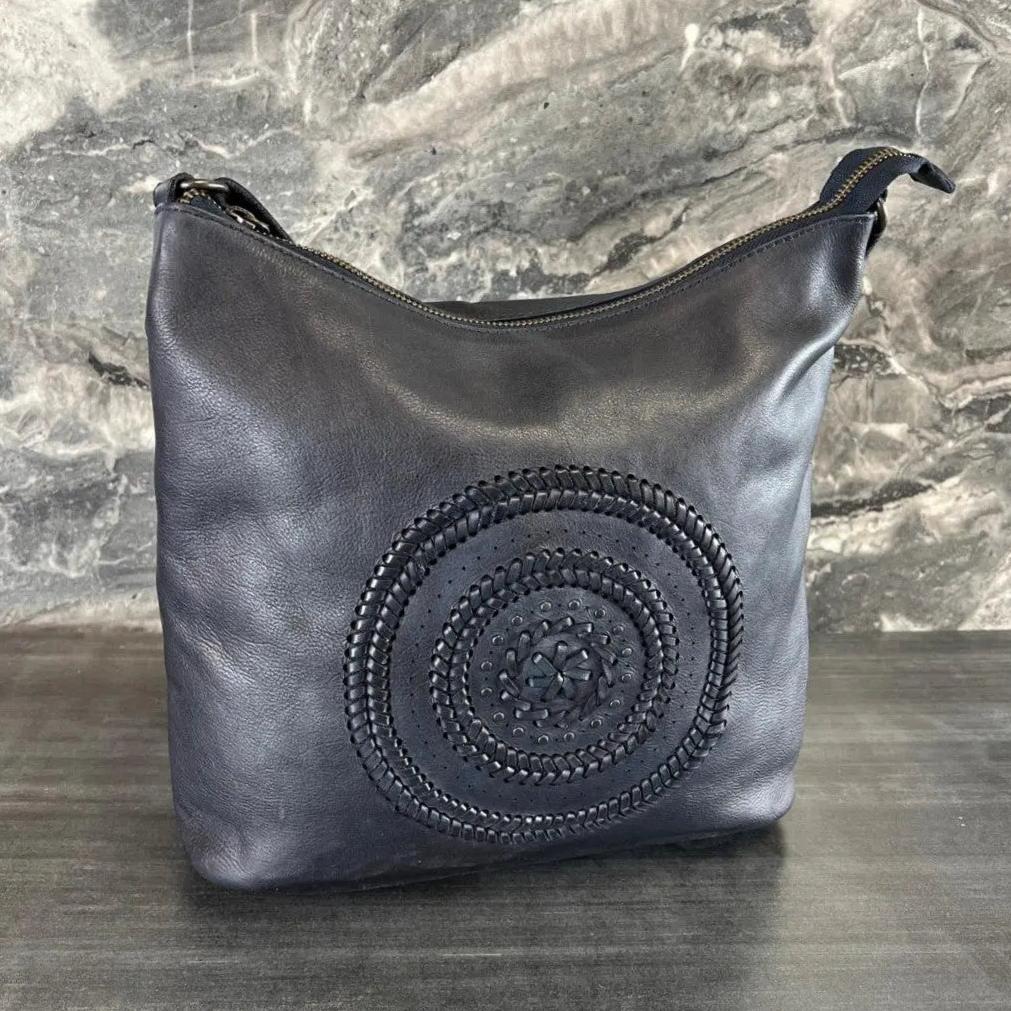 MET Floral Stitch Leather Tote with Adjustable Strap - Velora Luxury Fashion