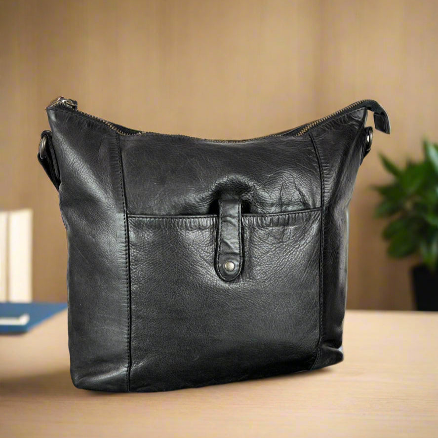 MET Front Snap Leather Handbag - Velora Luxury Fashion