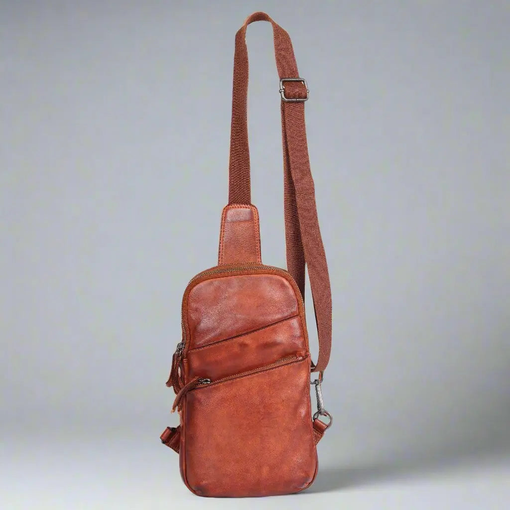MET Leather Chest Front Bag & Backpack with Dual Zipper Pockets - Velora Luxury Fashion