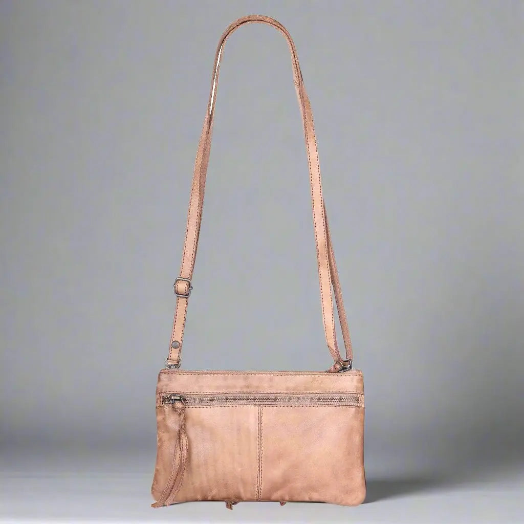 MET Leather Crossbody Bag with Dual Front Zipper Pockets - Velora Luxury Fashion