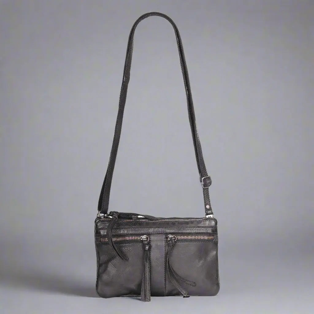 MET Leather Crossbody Bag with Dual Front Zipper Pockets - Velora Luxury Fashion