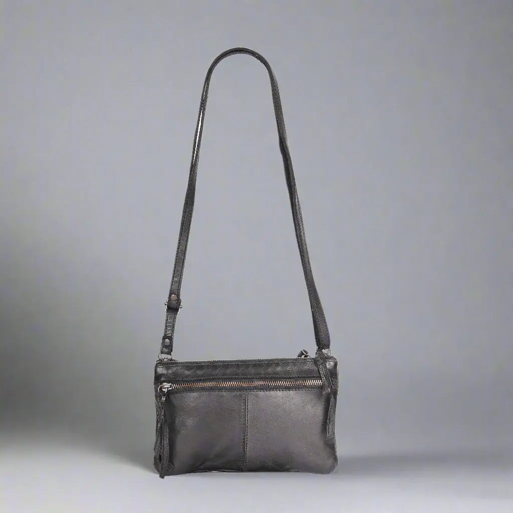 MET Leather Crossbody Bag with Dual Front Zipper Pockets - Velora Luxury Fashion
