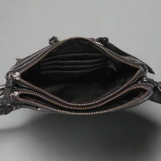 MET Leather Crossbody Bag with Dual Front Zipper Pockets - Velora Luxury Fashion