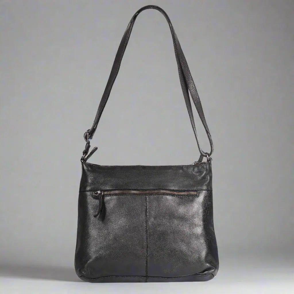 MET Leather Crossbody Bag with Dual Zipper Pockets Boutique of Leathers/Open Road