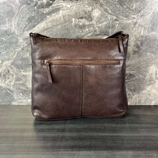 MET Leather Crossbody Bag with Dual Zipper Pockets Boutique of Leathers/Open Road