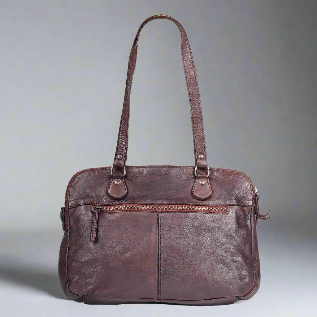 MET Leather Handbag with Dual Handles and Front Zipper Pockets - Velora Luxury Fashion