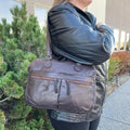 MET Leather Handbag with Dual Handles and Front Zipper Pockets - Velora Luxury Fashion