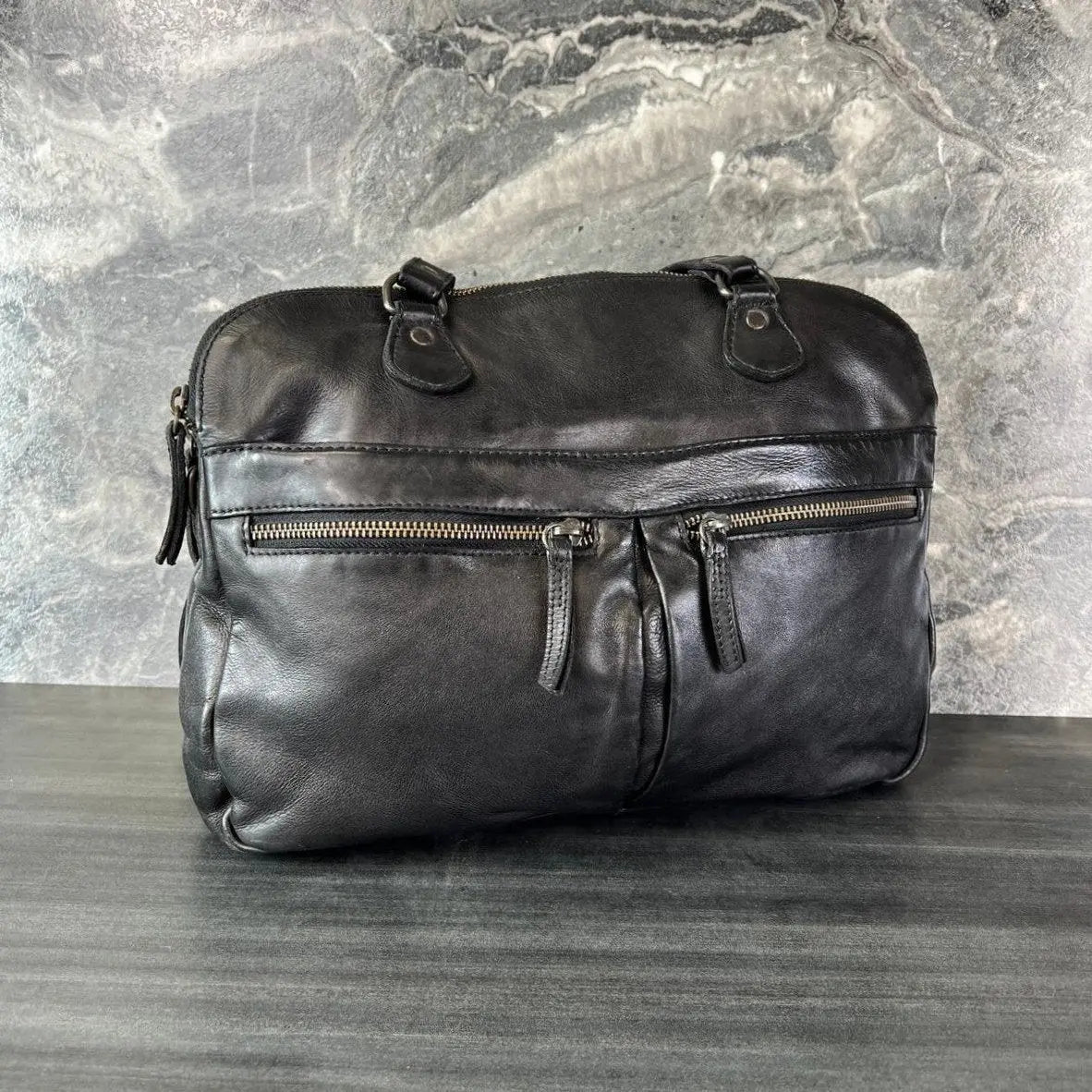 MET Leather Handbag with Dual Handles and Front Zipper Pockets - Velora Luxury Fashion
