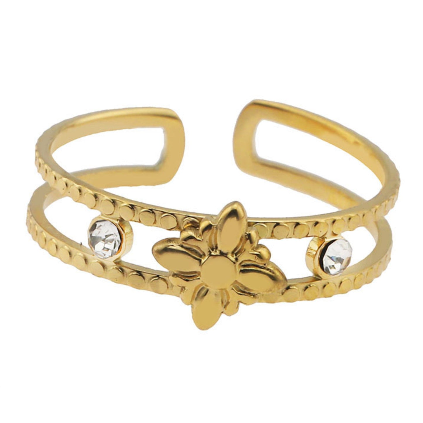 MICHELE Gold:  Vintage Inspired Double Stacked Ring - Velora Luxury Fashion