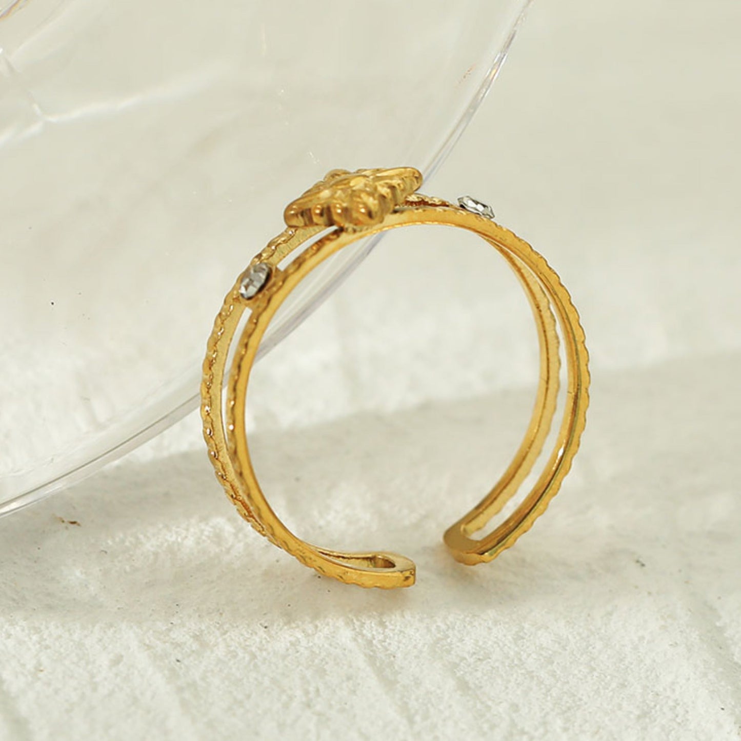 MICHELE Gold:  Vintage Inspired Double Stacked Ring - Velora Luxury Fashion
