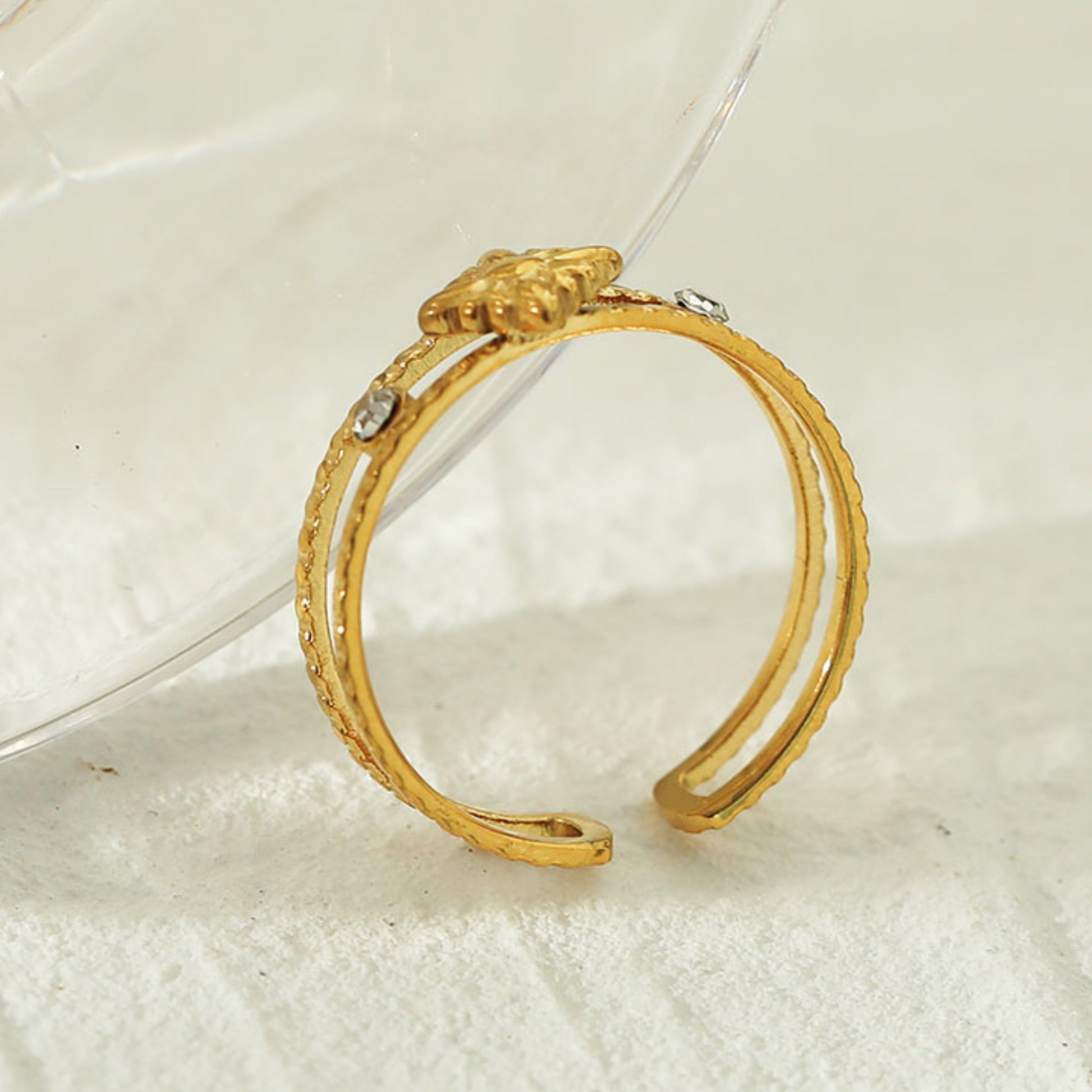 MICHELE Gold:  Vintage Inspired Double Stacked Ring - Velora Luxury Fashion