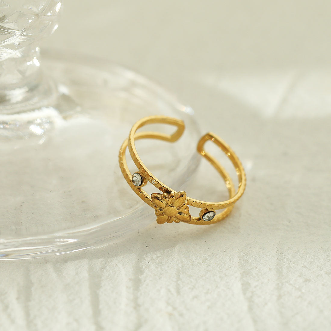 MICHELE Gold:  Vintage Inspired Double Stacked Ring - Velora Luxury Fashion