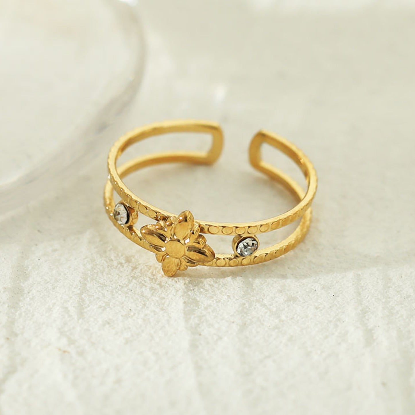 MICHELE Gold:  Vintage Inspired Double Stacked Ring - Velora Luxury Fashion