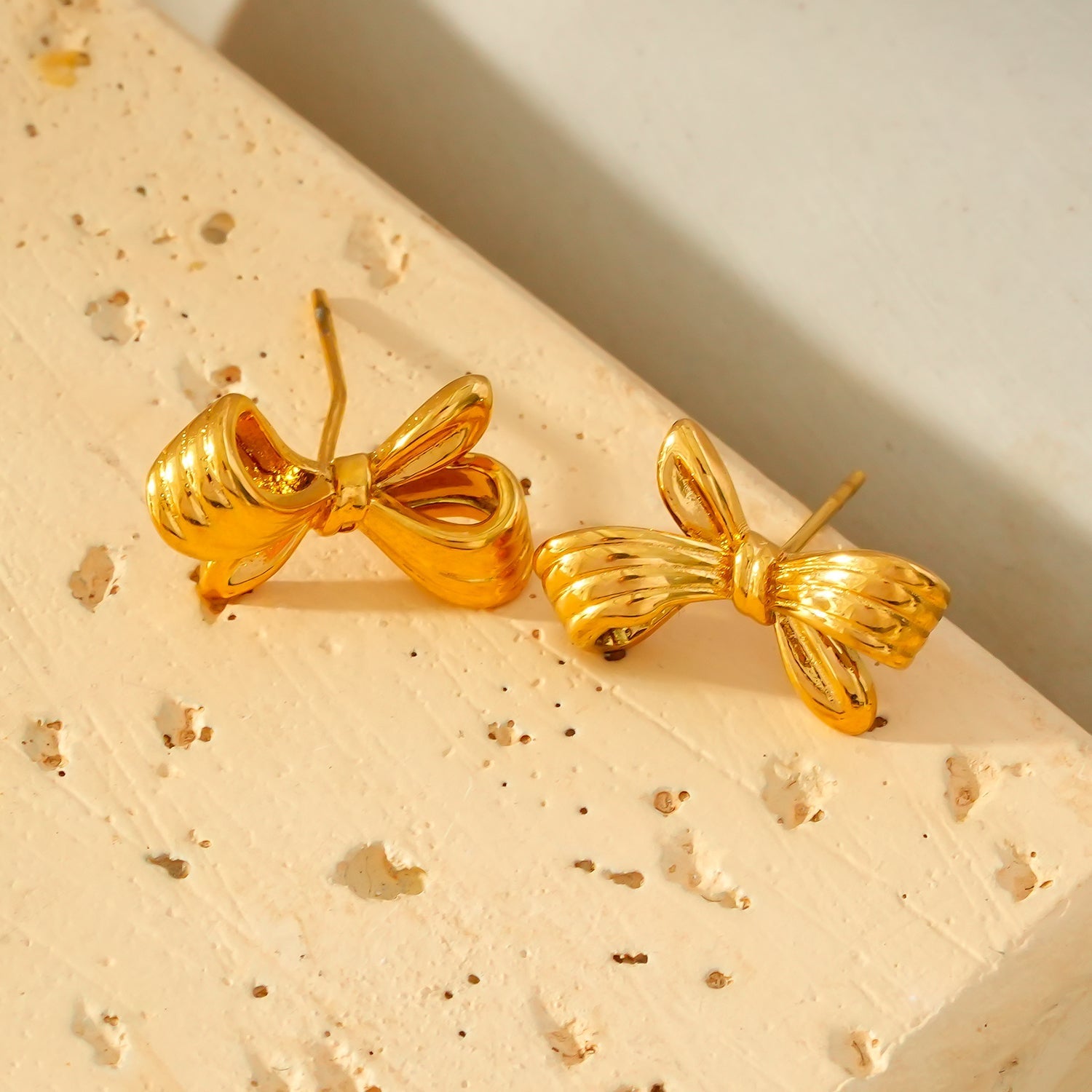 MISTY: Mini Bow Shaped Stud Earrings in Gold - Velora Luxury Fashion