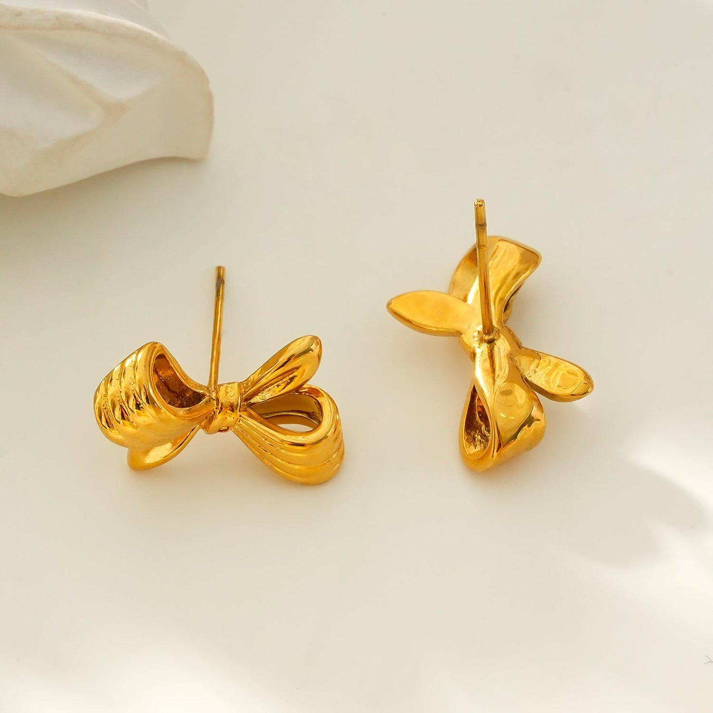 MISTY: Mini Bow Shaped Stud Earrings in Gold - Velora Luxury Fashion