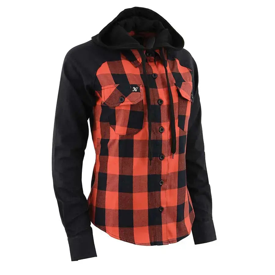 Milwaukee Leather Women's Armoured Plaid Hooded Shirt Boutique of Leathers/Open Road