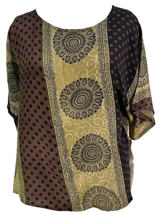 PRC6505 Avatar Pure Silk Side Slit Top - Velora