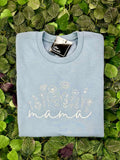 Mama Floral Blue Crewneck - Velora Luxury Fashion